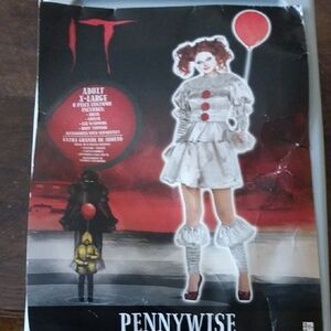 Women's Creepy Clown Costume - White and Red